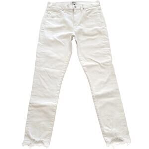 AGOLDE Sophie high rise waist cropped raw hem white skinny jeans in Aero Size 27